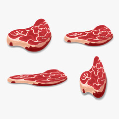 Four cuts of raw beef steak meat vector illustration 10eps