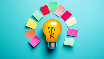 A vibrant collection of sticky notes symbolizes innovative business concepts.