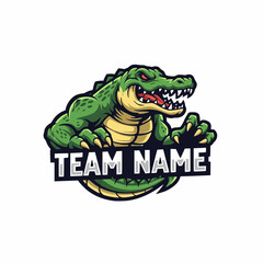 A Green Crocodile Character For An Awesome Mascot Gaming Logo In a Fun E-Sports Style Design