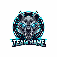 Fototapeta premium A Fierce Wolf E-Sports Gaming Mascot with Cyberpunk Style for Your Team Vector Logo Design
