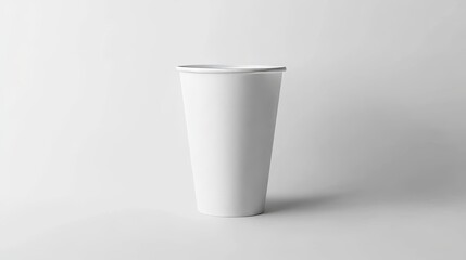 Neutral White Paper Cup Standing Alone on White Isolated Background for Mockup and Visualizations
