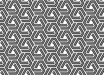 Abstract geometric pattern with stripes, lines. Seamless vector background. White and black ornament. Simple lattice graphic design.