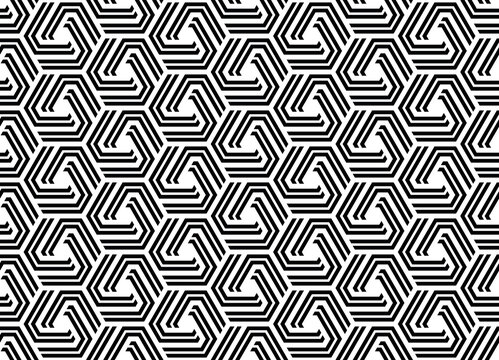 Abstract geometric pattern with stripes, lines. Seamless vector background. White and black ornament. Simple lattice graphic design.