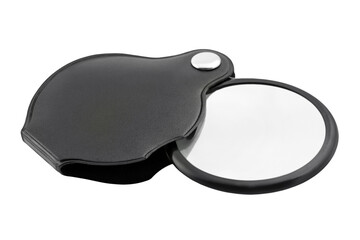 Folding Pocket Magnifier isolated on white background   Lupe