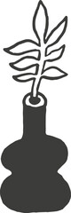 Black and white flower vase doodle. Hand drawn childish vector illustration.