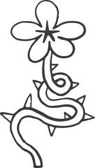 Obraz premium Black and white flower doodle. Hand drawn childish vector illustration.