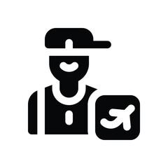 traveler glyph icon. Strong and solid vector icon for websites, mobile interfaces, presentations, and visual branding. High quality and easy to edit.