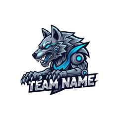Fototapeta premium A Fierce Robotic Wolf Mascot Vector Logo Design Perfect for Gaming E-sports and Team Identities Awesome Design