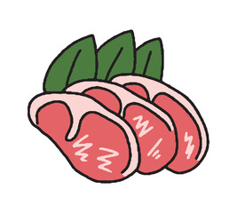 厚切り肉の手描きイラスト