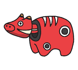 赤べこの手描きイラスト