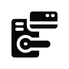 key card glyph icon. Strong and solid vector icon for websites, mobile interfaces, presentations, and visual branding. High quality and easy to edit.