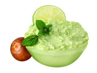Avocado Guacamole  isolated on white background