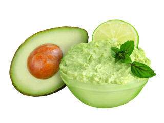 Avocado Guacamole  isolated on white background