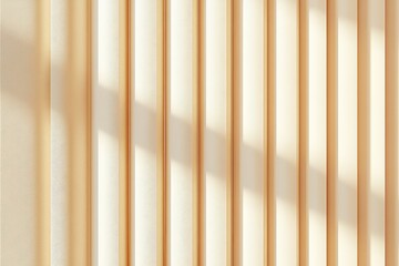 Beige vertical paneling with sunlit shadows creates a textured wall. Use as a backdrop for modern designs, presentations, or web templates.