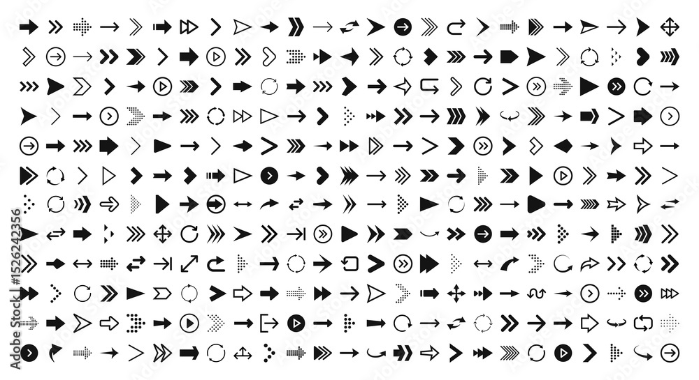 Fototapete arrows set of black icons. arrow icon. arrow vector collection. arrow. cursor. modern simple arrows.