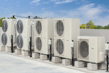 Air conditioning outdoor unit compressor install outside the building.