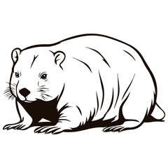 Fototapeta premium wombat, animal, vector, transparent background, creature, vombatidae, rodent, mammal, wildlife, cute, isolated, nature, zoo, furry