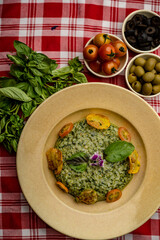 Italian food pesto risotto