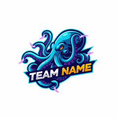 Obraz premium A Captivating Octopus Vector Logo Design for E-sports Gaming Team With Purple and Blue Theme