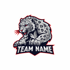 Fototapeta premium Vector Mascot of a Snow Leopard Fiercely Growling Ready to Pounce for Modern E-sports Gaming Logo Design