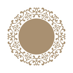 Decorative frame Elegant vector element for design in Eastern style, place for text. Floral beige and white border. Lace illustration for invitations and greeting cards