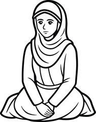 A woman sitting vector art illustration