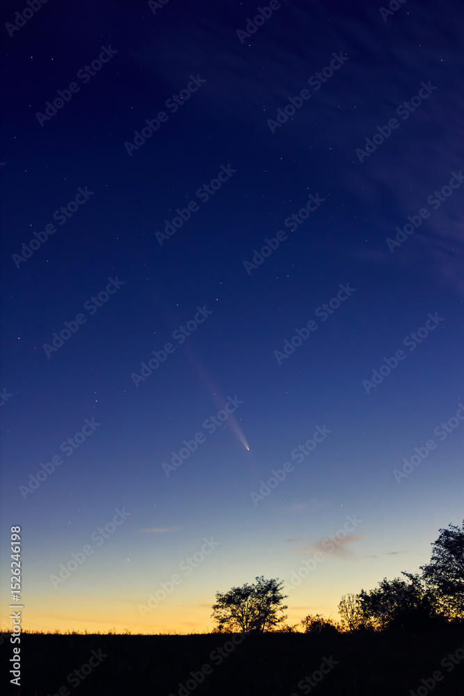Canvas Prints comet c2023a3 tsuchinshan atlas with milky way stars photographed from northern hemisphere in octobe