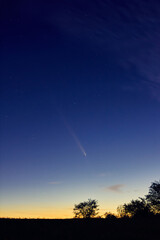 Comet C2023A3 Tsuchinshan ATLAS with Milky Way stars photographed from northern hemisphere in October 2024.