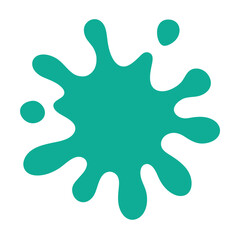 Teal irregular splash shape icon flat vector design isolated on white background