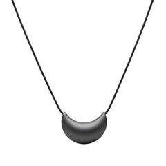 Black crescent pendant necklace, isolated on transparent background  