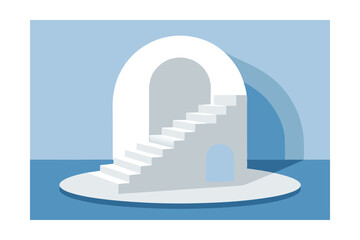 Fototapeta premium Architectural Design Steps Leading to an Archway - Minimalist Illustration