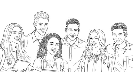 Group of happy students smiling together, engaged in friendship and learning