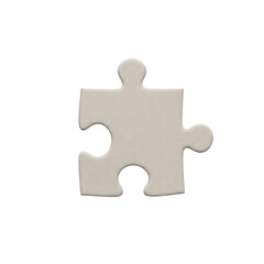 Single beige puzzle piece, isolated on transparent background  