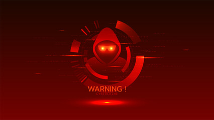 Cybercrime vector showing hacker criminal cyber fraud phishing malware scammer hacking and crime.