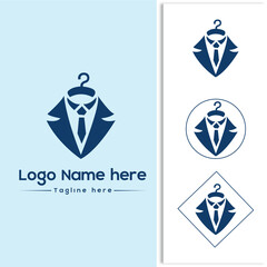 Elegant Suit and Tie Hanger Logo Design – Professional Tailoring, Laundry, Fashion Brand Identity Vector