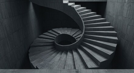 Dark gray spiral staircase interior design