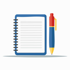 Notepad and Pen: A simple yet elegant flat-lay view showcases a notepad, with fresh, untouched pages, accompanied by a matching pen, set against a minimalist backdrop, perfect for content creators