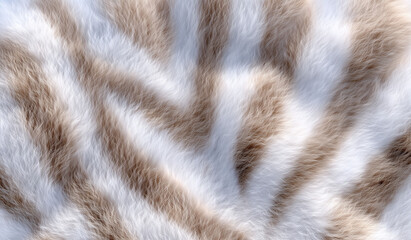 White and brown zebra fur textured wallpaper with soft shadows in bright light – natural fluffy pattern for soft design backgrounds.