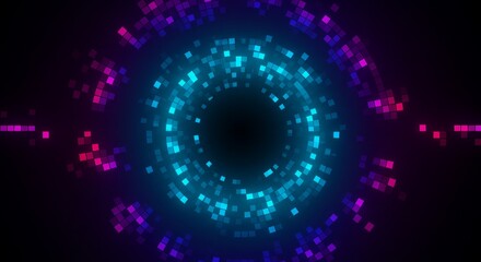 Abstract circular pixelated pattern with vibrant colors