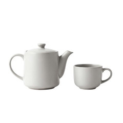 White ceramic teapot and cup set