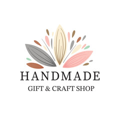 Charming logo for a handmade gift and craft shop, featuring abstract floral elements in soft, pastel colors, ideal for creative businesses.