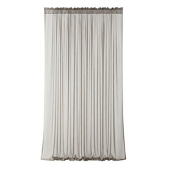 Sheer beige curtain panel isolated on transparent background
