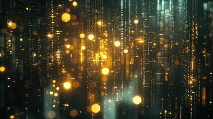Golden Data Stream: Abstract Digital Art