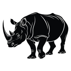 Obraz premium Isolated white rhinoceros with large horn on a clean white background