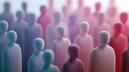 Abstract Crowd of Silhouettes, Soft Colors