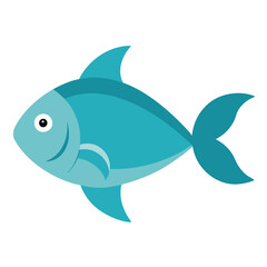 Obraz premium Cute cartoon blue fish ocean animal illustration