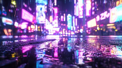 Neon City Rain: A Cyberpunk Nightscape