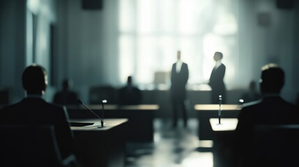 Silhouette of Business People in a Conference Room
