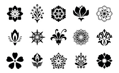 Flower icons set. Isolated elements for design. Vector graphics.