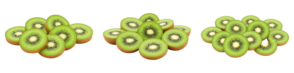A vibrant display of fresh kiwi slices inviting healthy eating against a stark black backdrop in